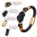 Pixiu Metal Buckle Leather Bracelet Charm Jewelry with box
