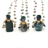 Aquatic Agate Ink Perfume Bottle Pendant Necklace DIY Jewelry