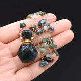 Aquatic Agate Ink Perfume Bottle Pendant Necklace DIY Jewelry