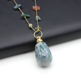 Aquatic Agate Ink Perfume Bottle Pendant Necklace DIY Jewelry