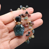 Aquatic Agate Ink Perfume Bottle Pendant Necklace DIY Jewelry