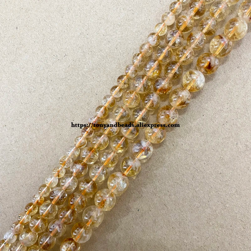 AAAA Yellow Citrine Crystal Stone Loose Beads 6 8 10 MM