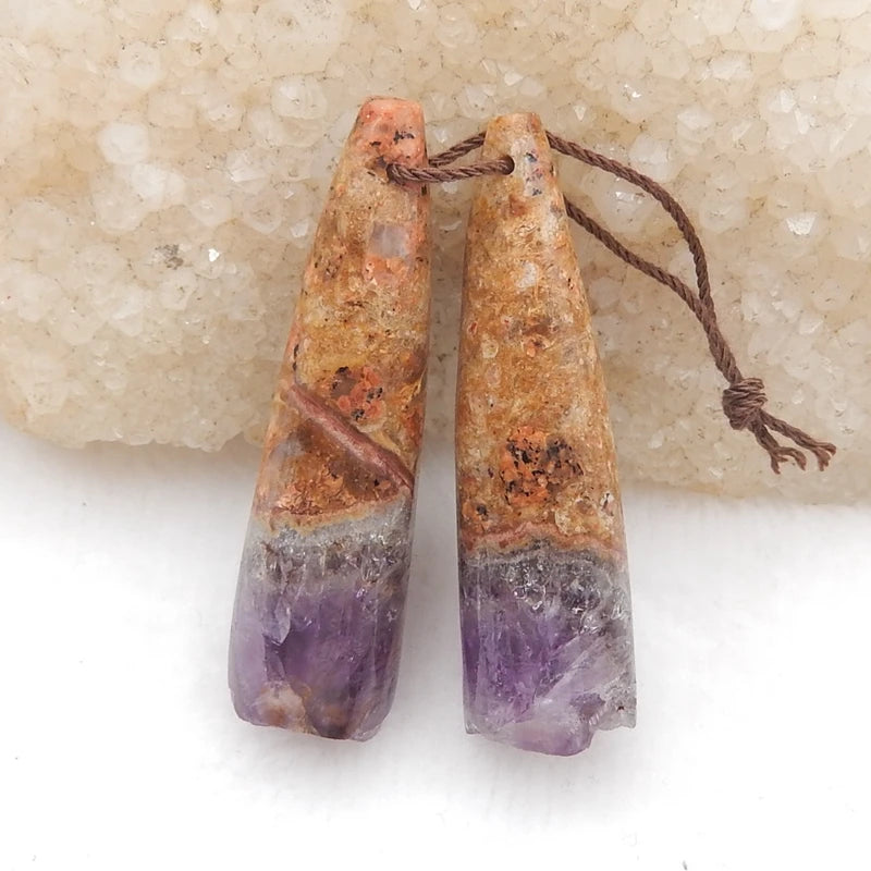 Amethyst Nugget Earrings 45x12mm,43x12mm,15.9g