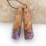 Amethyst Nugget Earrings 45x12mm,43x12mm,15.9g