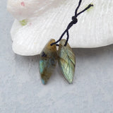 Labradorite Leaf Earring Beads 23x9x4mm