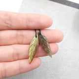 Labradorite Carved Leaf Earrings 27x9x3mm