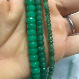 Green Jade Chalcedony Rondelle Faceted Abacus Beads 15in