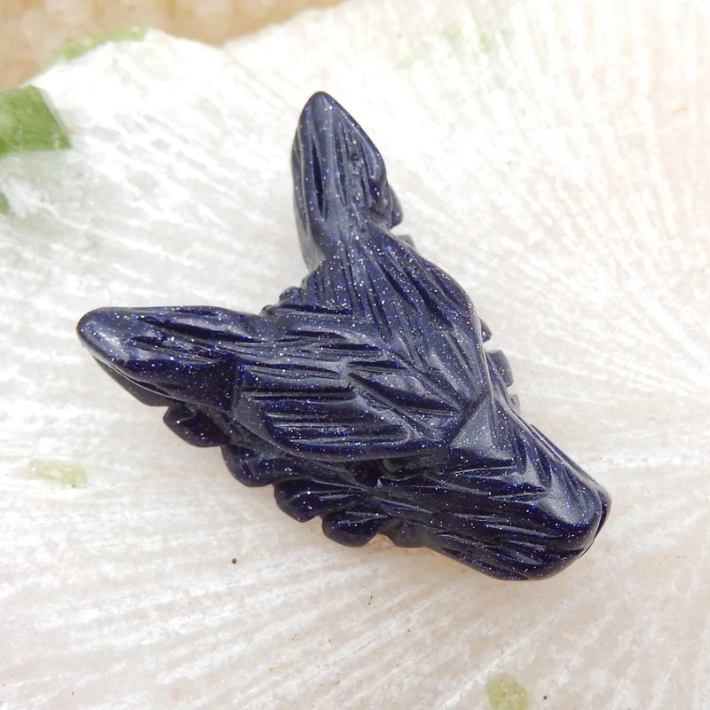 Sand Sun Sitara Wolf Head Gemstone Pendant Bead