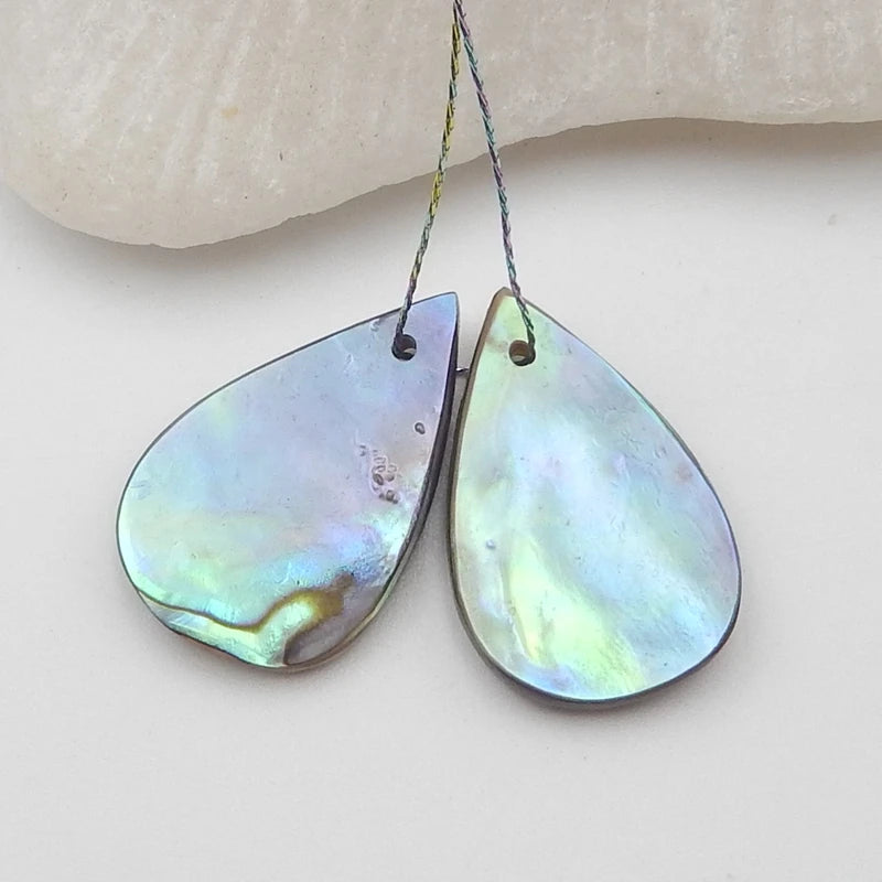 Abalone Shell Carved Earring Bead 20x14x3mm