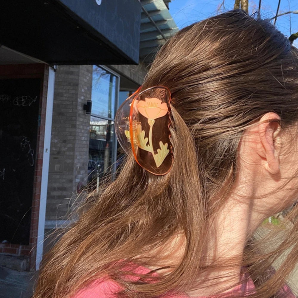 Vintage Flower Acrylic Hair Clips