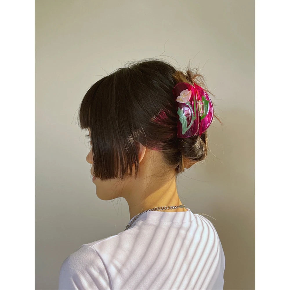 Vintage Flower Acrylic Hair Clips