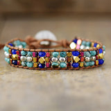 Jades Stone Beaded Wrap Bracelet Boho Leather Jewelry