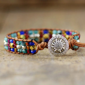 Jades Stone Beaded Wrap Bracelet Boho Leather Jewelry
