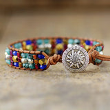 Jades Stone Beaded Wrap Bracelet Boho Leather Jewelry