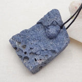 Natural Stone Coral Carved Animal Pendant Bead 51x39x12mm