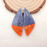 Orange&Blue Coral Women Earrings 38x15x5mm 7g