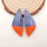 Orange&Blue Coral Women Earrings 38x15x5mm 7g