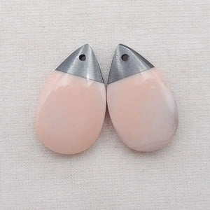 Hematite Pink Agate Gemstone DIY Earrings 26x16x5mm