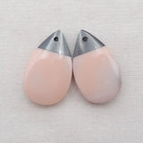 Hematite Pink Agate Gemstone DIY Earrings 26x16x5mm