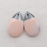 Hematite Pink Agate Gemstone DIY Earrings 26x16x5mm