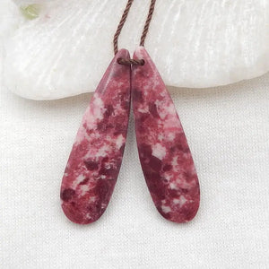 Thulite Water Droplet Earring Bead 37x11x4mm