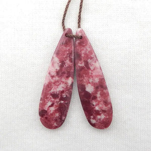 Thulite Water Droplet Earring Bead 37x11x4mm