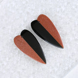 Heart Shape Obsidian Earrings Accessories - 42x20x4mm 5g