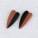 Heart Shape Obsidian Earrings Accessories - 42x20x4mm 5g