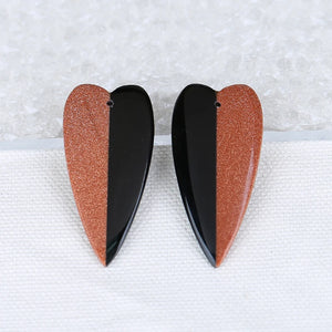 Heart Shape Obsidian Earrings Accessories - 42x20x4mm 5g