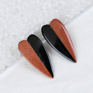 Heart Shape Obsidian Earrings Accessories - 42x20x4mm 5g
