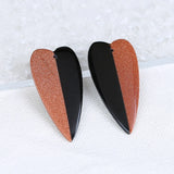 Heart Shape Obsidian Earrings Accessories - 42x20x4mm 5g