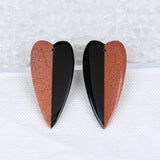 Heart Shape Obsidian Earrings Accessories - 42x20x4mm 5g