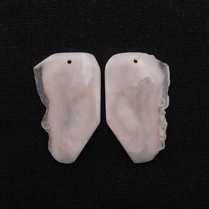 Pink Opal Gemstone Nugget Earring Bead 42x26x4mm