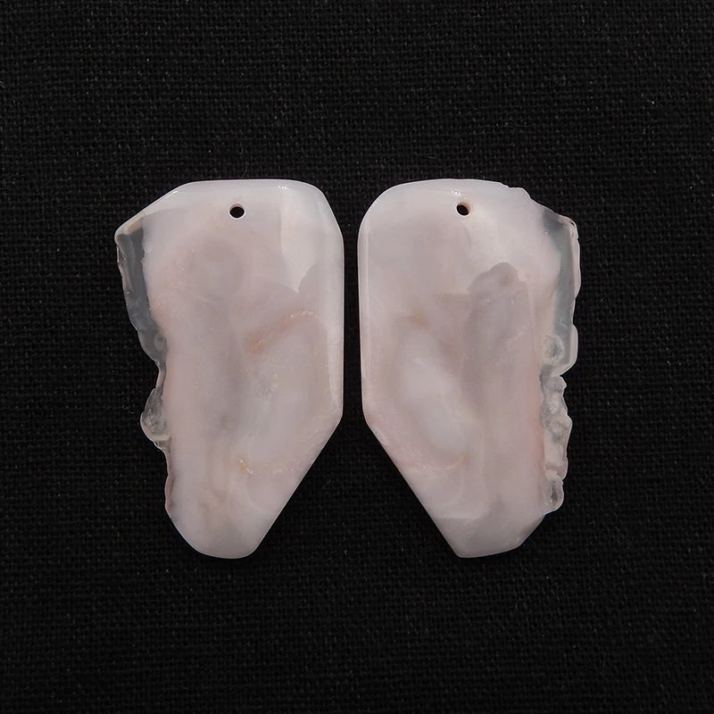 Pink Opal Gemstone Nugget Earring Bead 42x26x4mm