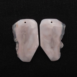 Pink Opal Gemstone Nugget Earring Bead 42x26x4mm
