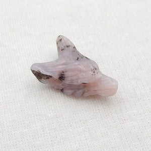 Pink Opal Wolf Head Gemstone Pendant Bead 21x14x8mm