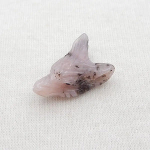 Pink Opal Wolf Head Gemstone Pendant Bead 21x14x8mm