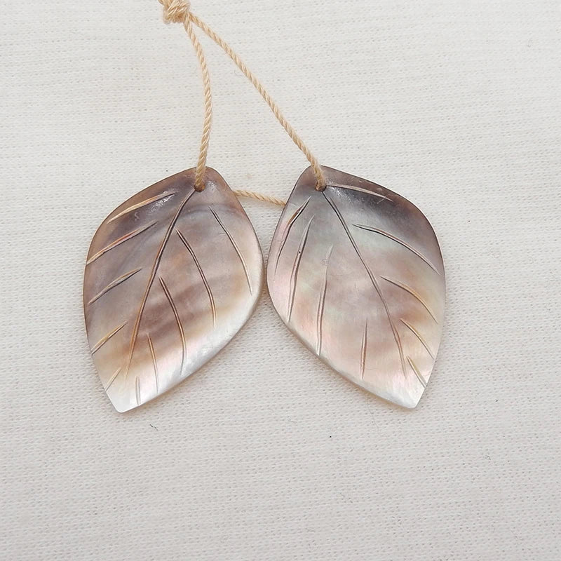 Natural Stone Shell Carved Leaf Earrings Accessories For Women
