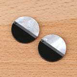 Shell Hematite Obsidian Intarsia Earring Bead Accessories 22x2.5mm