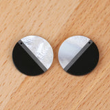 Shell Hematite Obsidian Intarsia Earring Bead Accessories 22x2.5mm