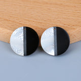 Shell Hematite Obsidian Intarsia Earring Bead Accessories 22x2.5mm