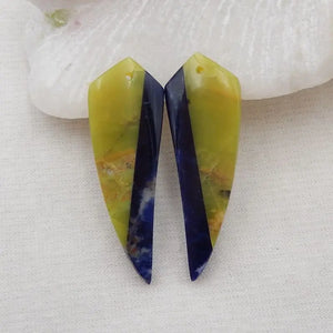 Yellow Opal & African Sodalite Earring Bead 39x14x5mm 6g