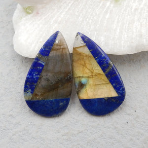Natural Stone Earrings Lapis Labradorite Beads 33x18x4mm