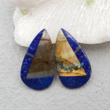 Natural Stone Earrings Lapis Labradorite Beads 33x18x4mm