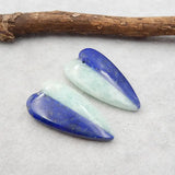 Lapis Lazuli & Amazonite Heart Earrings, 31x17x5mm