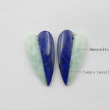 Lapis Lazuli & Amazonite Heart Earrings, 31x17x5mm