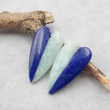 Lapis Lazuli & Amazonite Heart Earrings, 31x17x5mm