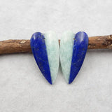 Lapis Lazuli & Amazonite Heart Earrings, 31x17x5mm