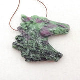 Ruby and Zoisite Horse Head Pendant Semiprecious Stone Necklace