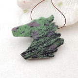 Ruby and Zoisite Horse Head Pendant Semiprecious Stone Necklace